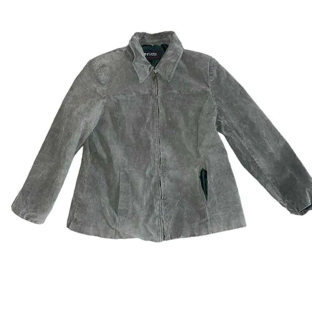 VINTAGE KRISTEN BLAKE PRITTI Green Genuine Leather ZipUp Jacket Size XL